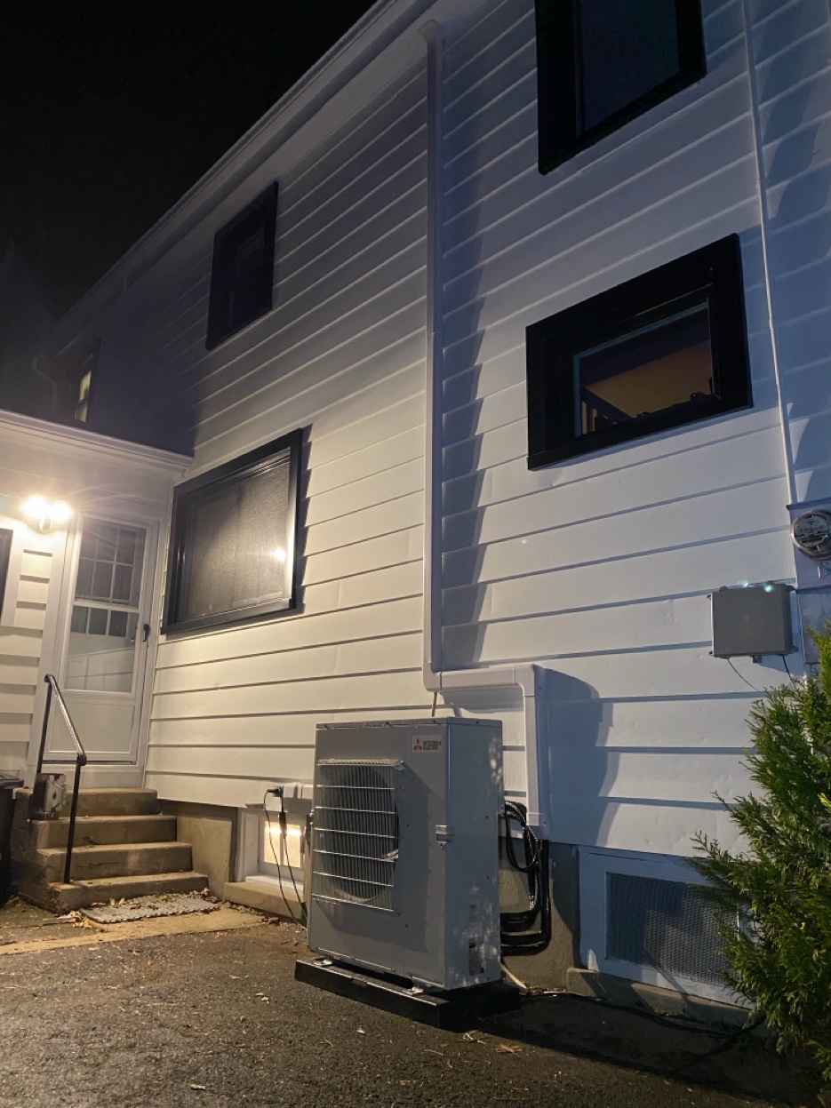 Mitsubishi mini-split outdoor condenser unit installed by Airmax Heating & A/C